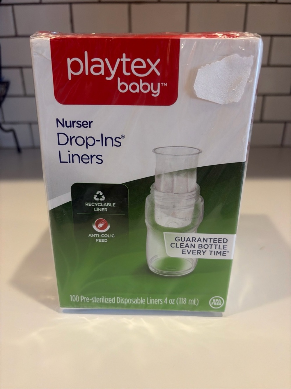 Playtex Nurser Drop-Ins Liners 4 oz. 100 Pre-Sterilized Disposable Liners NEW